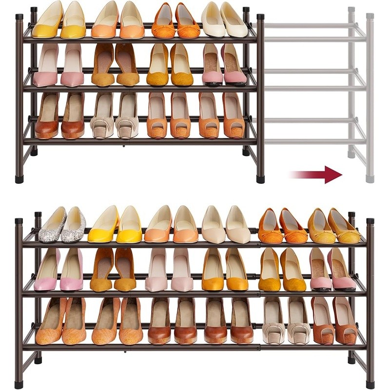 Expandable Stackable Shoe Rack Adjustable Organizer Space Saving Easy Assembly