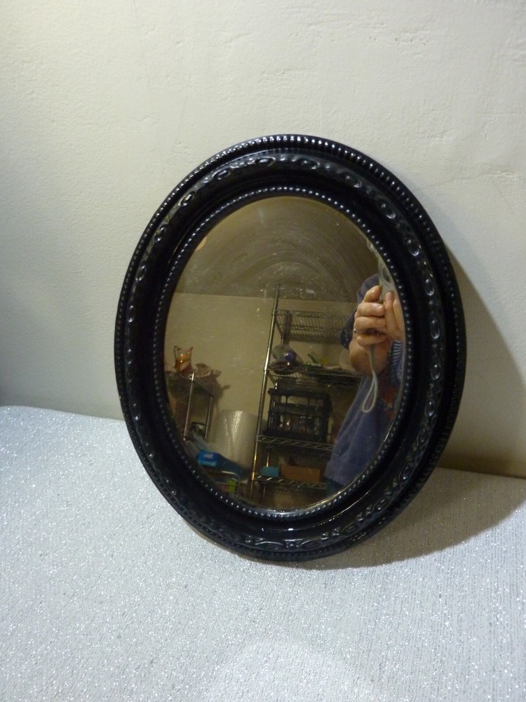 Authentic Vintage Halloween Decor Plastic Vacuform Framed Wall Mirror Gothic 12"