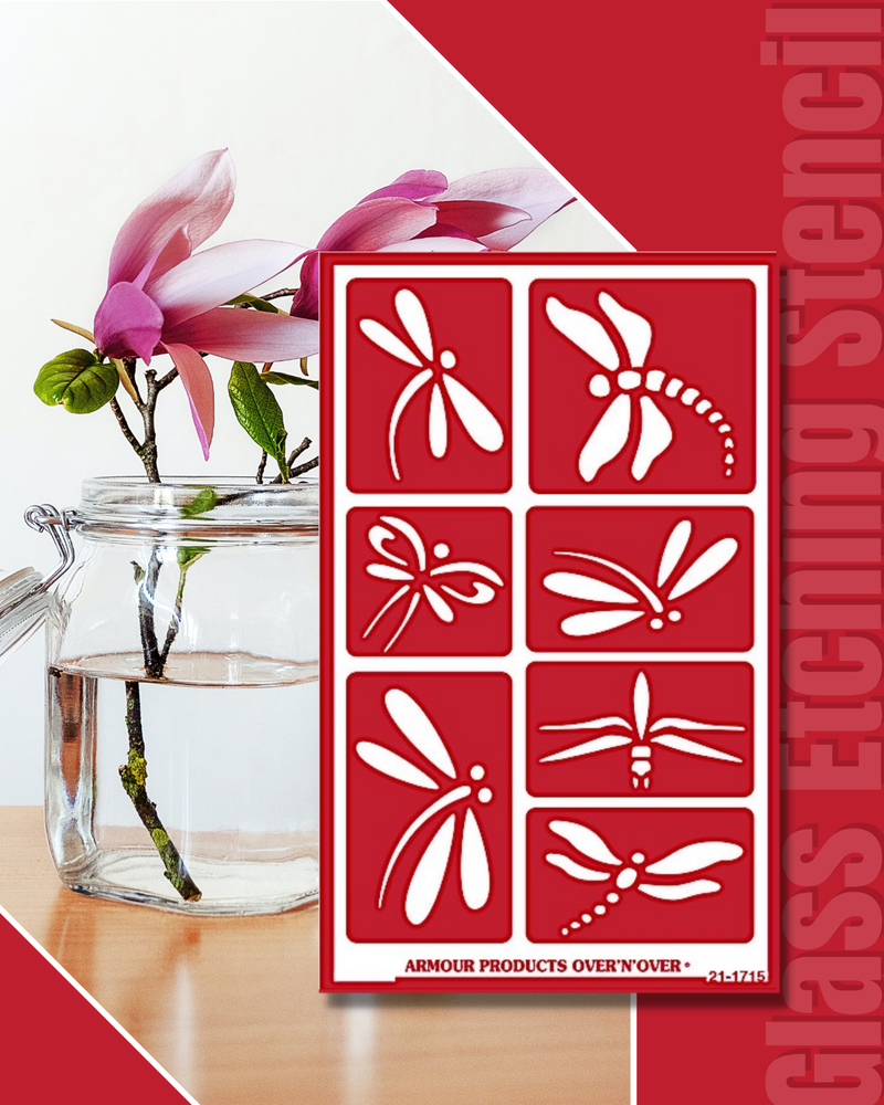 Dragonfly & Butterfly Design Pattern Glass Etching Stencils Reusable Armour Etch