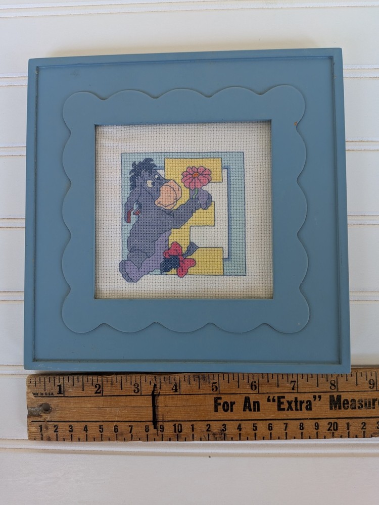 Eeyore Complete Needlepoint Cross Stitch Framed Wall Decor Size 8" X 8"