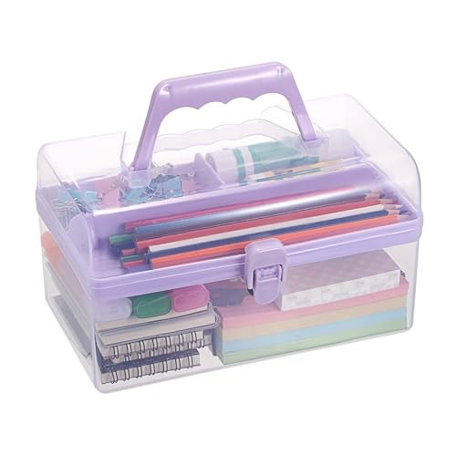 Multipurpose Plastic Craft Storage Containers with Removable Rectangle Purple