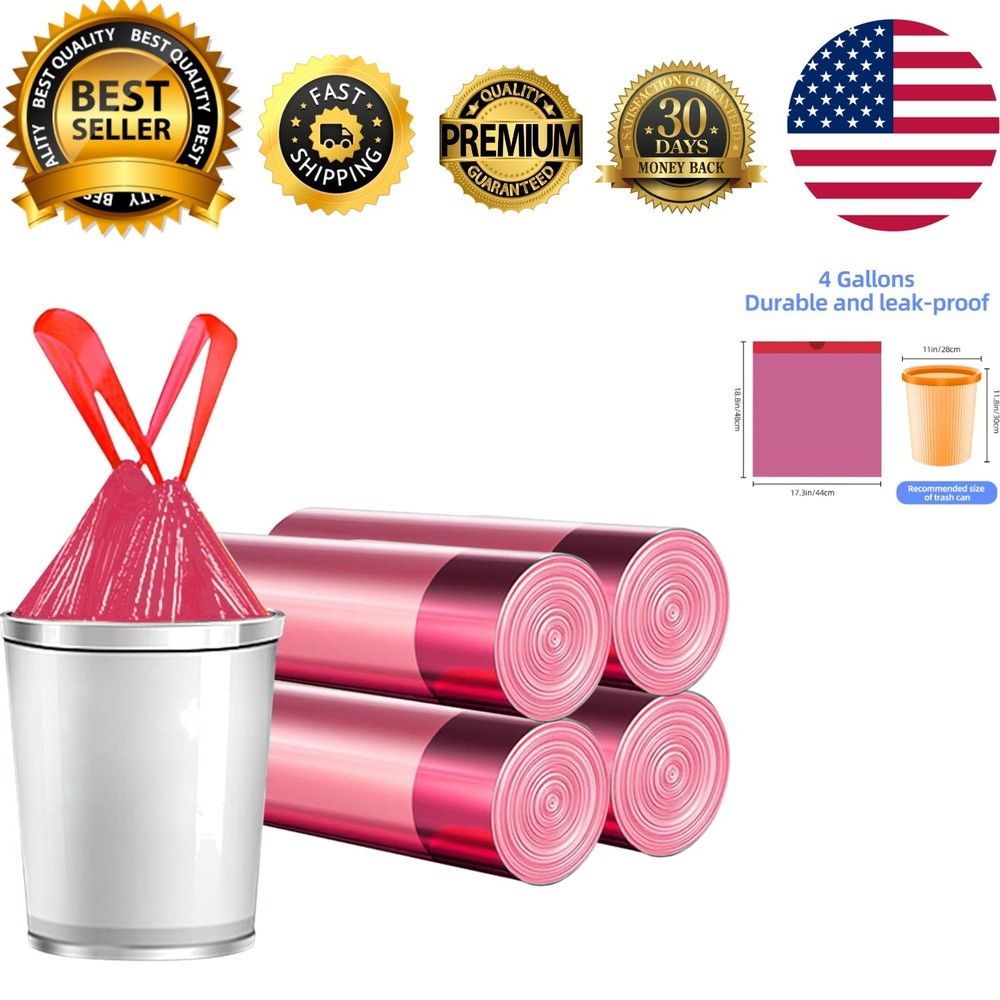 40 Count 4 Gallon Trash Bags Drawstring,Small Plastic Garbage Bags Unscented ...