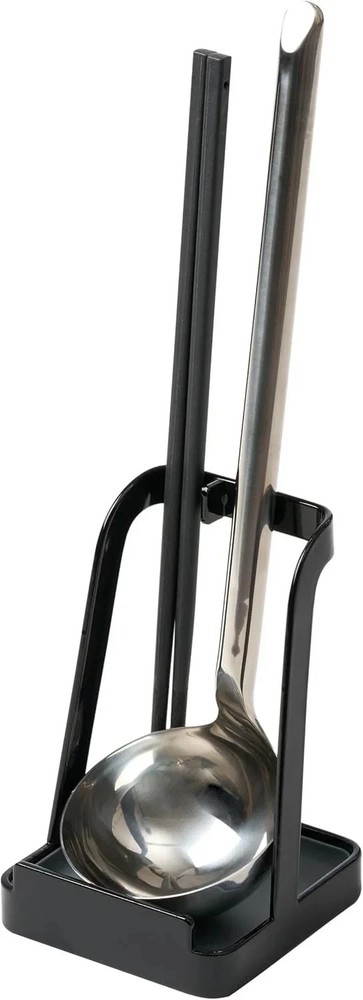 Tower Ladle Holder-Lid Stand for Utensils in Kitchen, Black