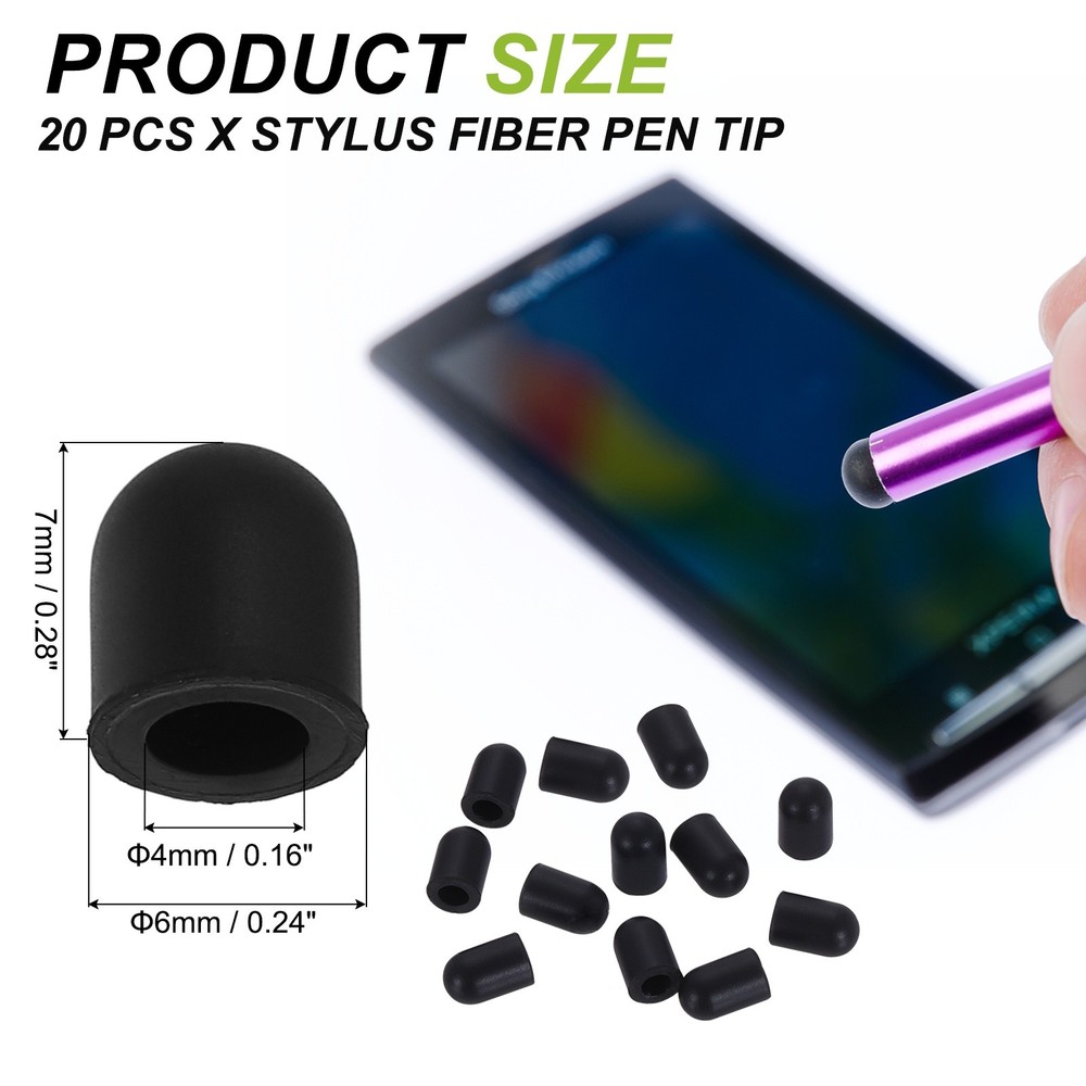20pcs Stylus Pen Tips 6.0mm Conductive Capacitive Touch Screen Pens Tip, Black