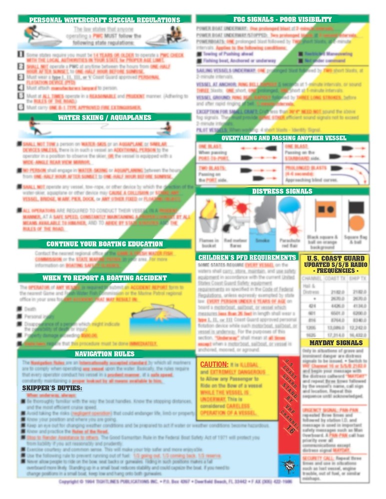 Nautical Rules of The Road #2- Waterproof Quick Reference Guide