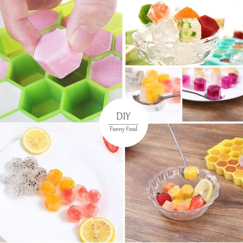 Ice Cube Trays with Lid, 2 Pack Silicone Ice Cube Trays with Lid-37 Grid, Eas...