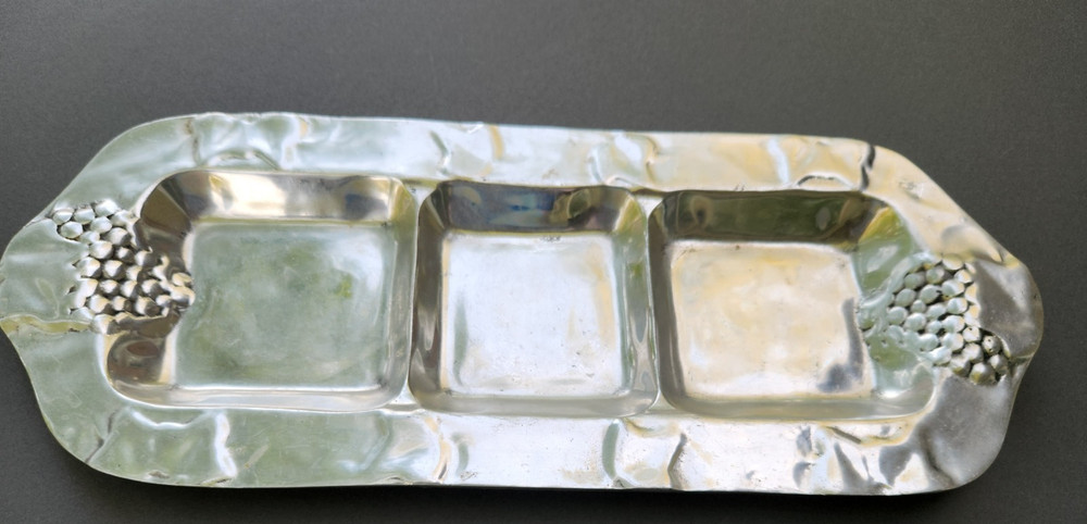 Pewter Crudite' Serving Tray Made in Cancun Mexico