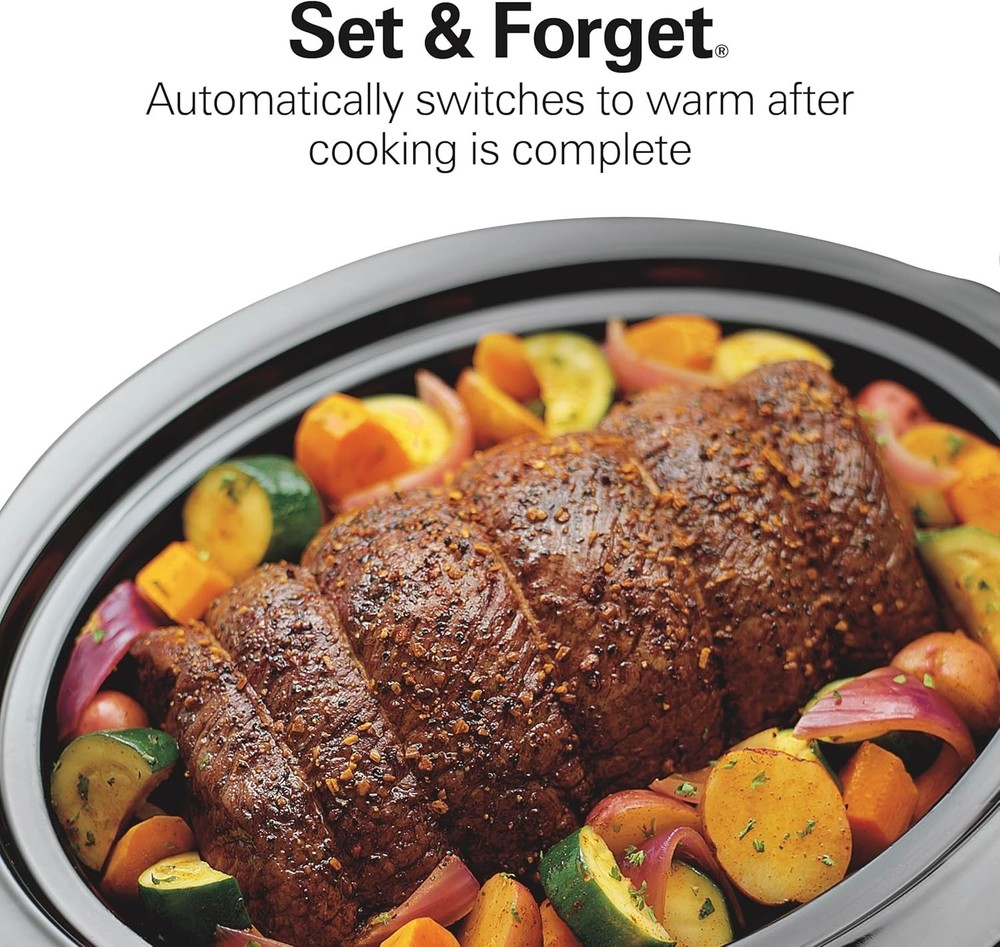 Hamilton Beach (33474G) Portable 7 Quart Programmable Slow Cooker (Black) NEW