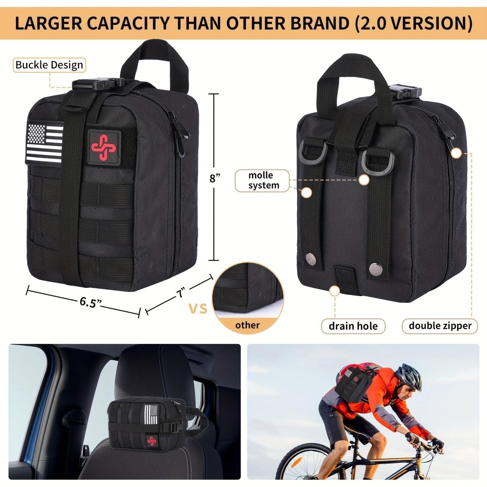 Survival Kit, 252Pcs Survival Gear First Aid Kit with Molle System Compatible...