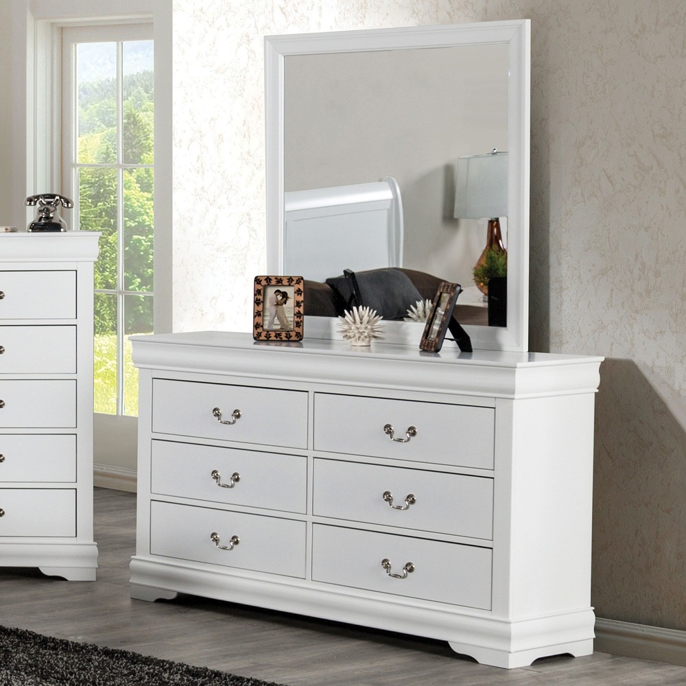 Louis Philippe Twin Size 5pc Bed Set Transitional Style White Finish Bedroom