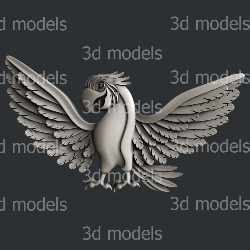 3d STL models for CNC, Artcam, Aspire, relief  parrot