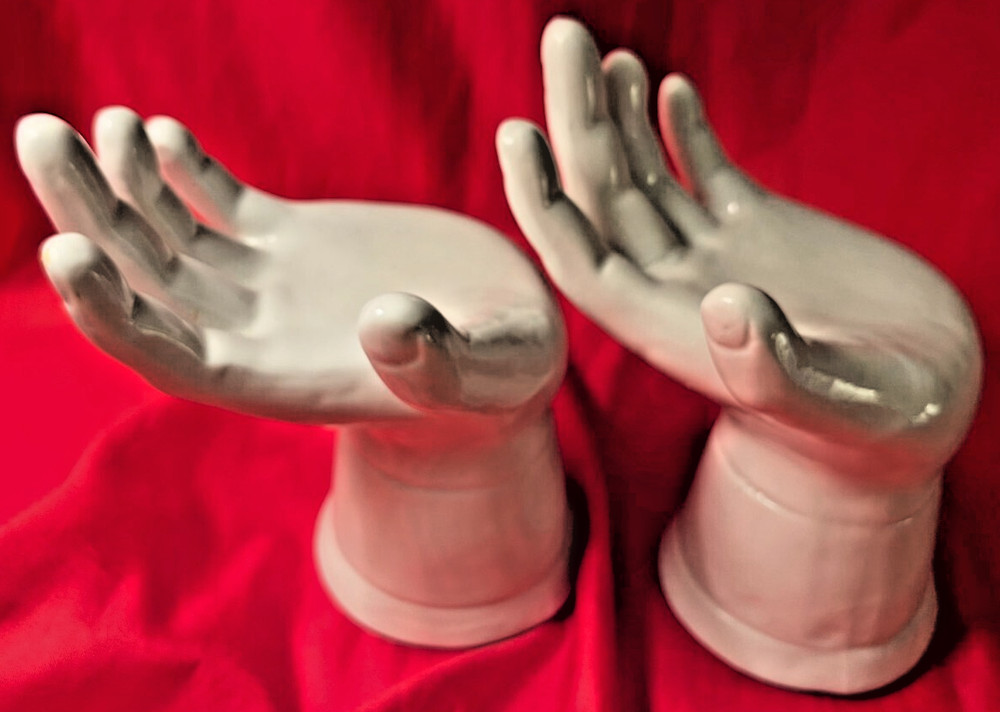 Two WHITE HANDS Bookends