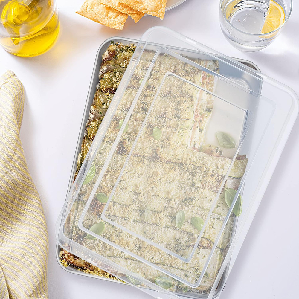 Lasagna Pan with Lid, 12.3’’ X 9.75’’ X 2’’, Stainless Steel Rectangular Baking