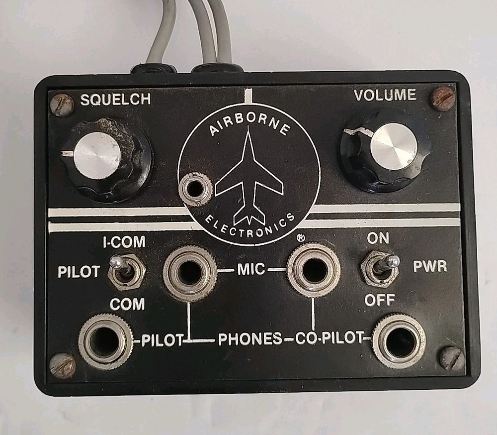 Airborne Electronics Aviation Pilot Copilot Intercom Jack Box Manual PTT Switch