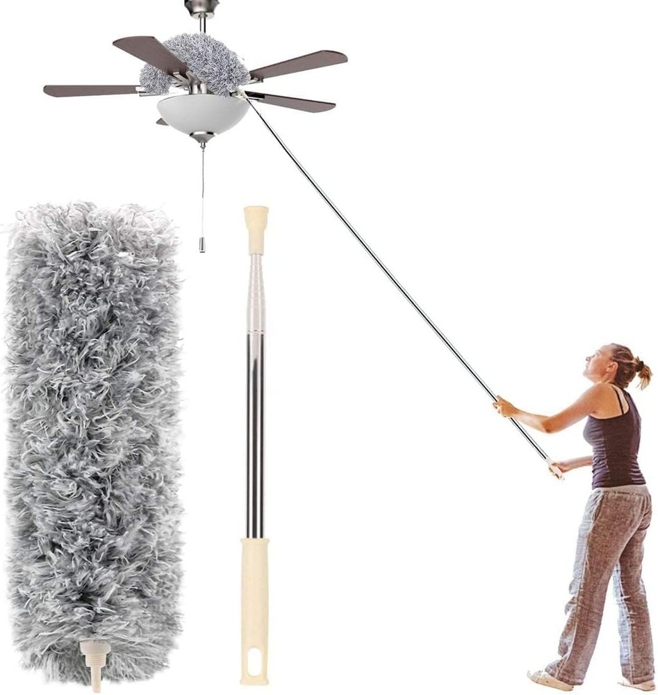Extendable 30-100'' Microfiber Duster with Bendable Head for Effortless Cleaning