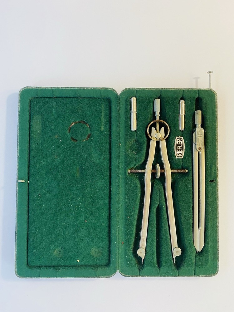 Riefler Drafting Tool Kit Compass & Divider With Case Made In Germany Vintage