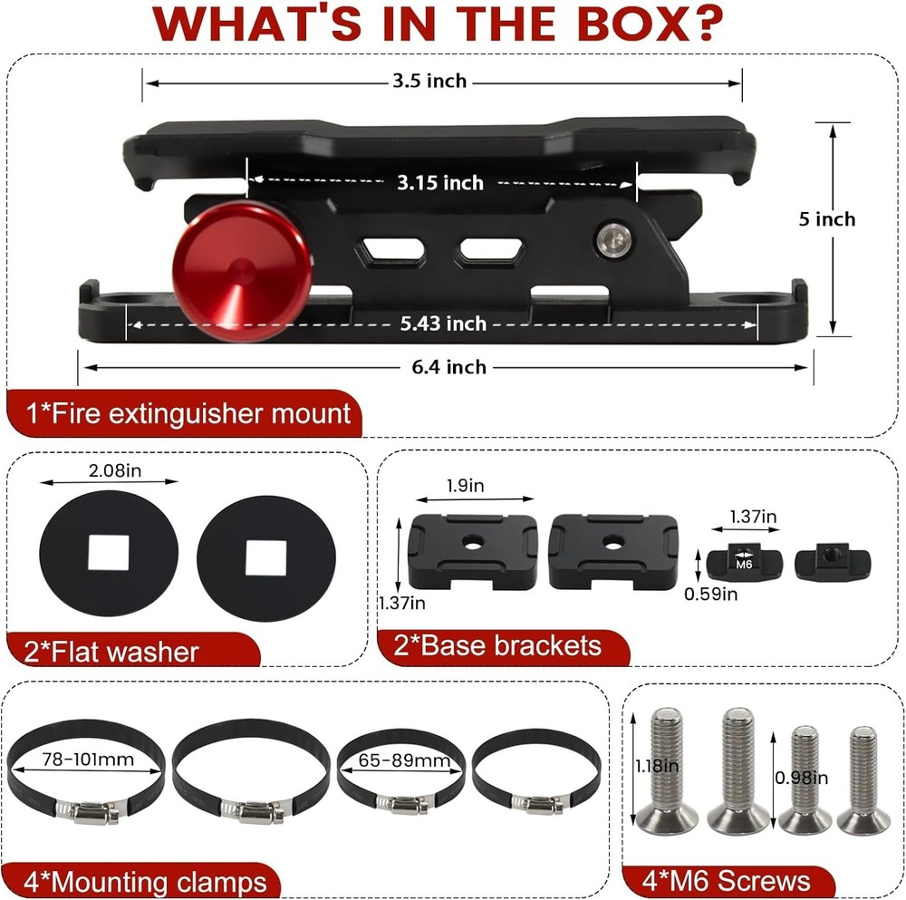 MOLLE Panel Fire Extinguisher Mount Kit Fits 1"-2" Rigid MOLLE Panel Holes Qu...