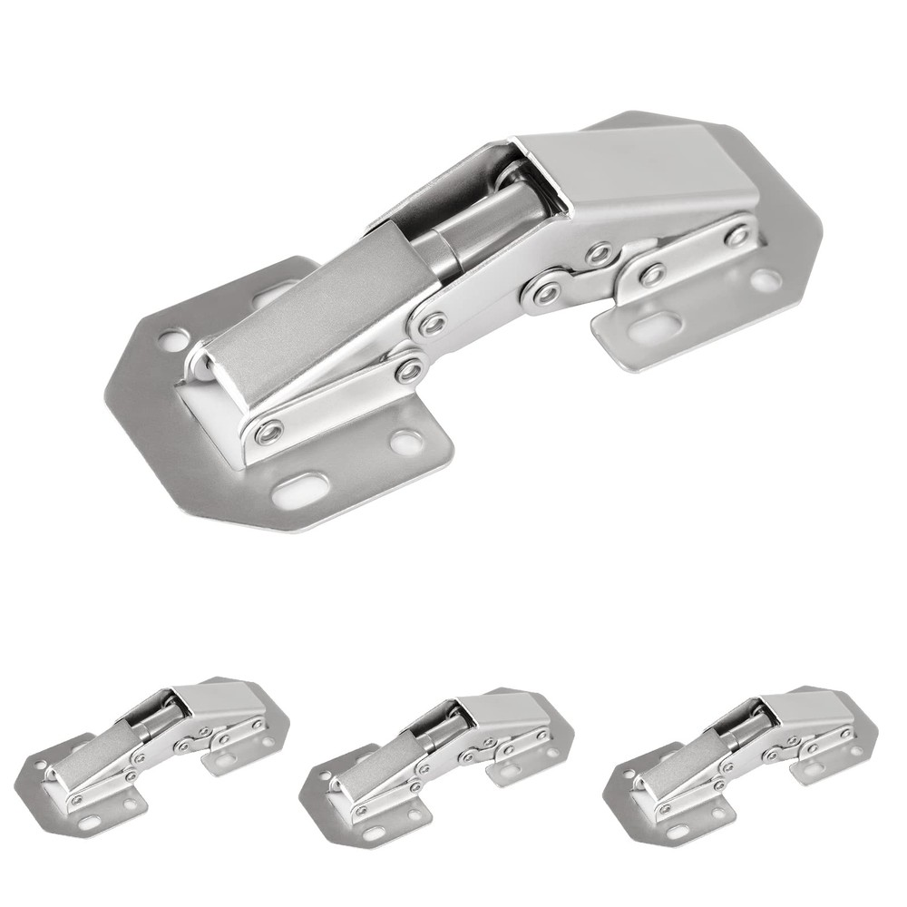 DOBOGA 4-Pack Hidden Hinges for Cabinet Doors Frameless, 4 Pack, Nickel