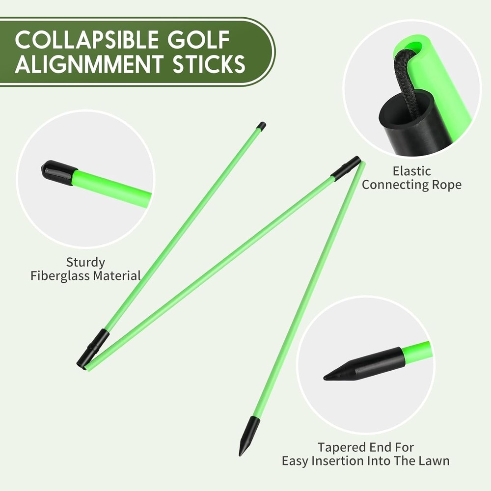 Golf Alignment Sticks Training Aid – Collapsible Fiberglass 2-Pack