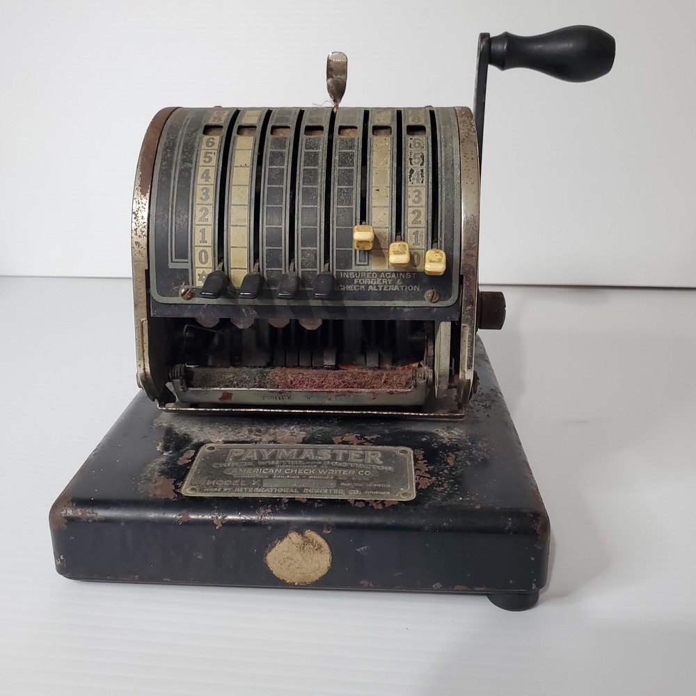 Paymaster Model Y Check Writer And Protector 7 Column Black Vintage American