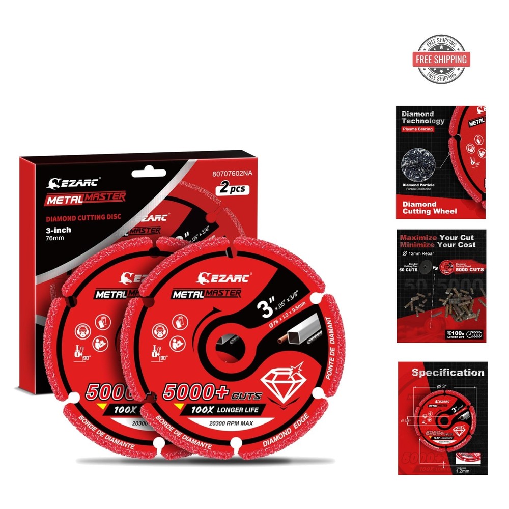 2 Pack Diamond Cutting Wheel - 5000+ Cuts, Durable Solid Steel Construction