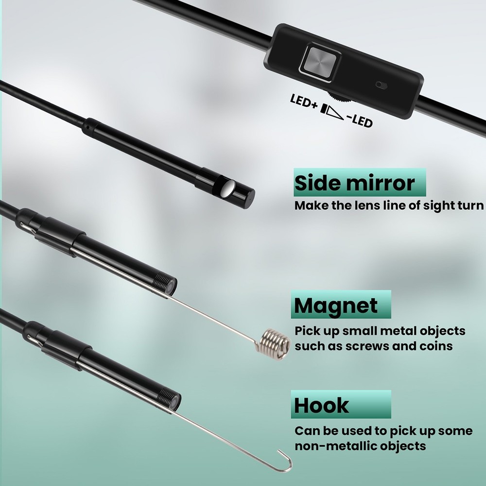 16.4ft Endoscope Camera with Light HD Borescope Camera with 6 LED Lights Type-C