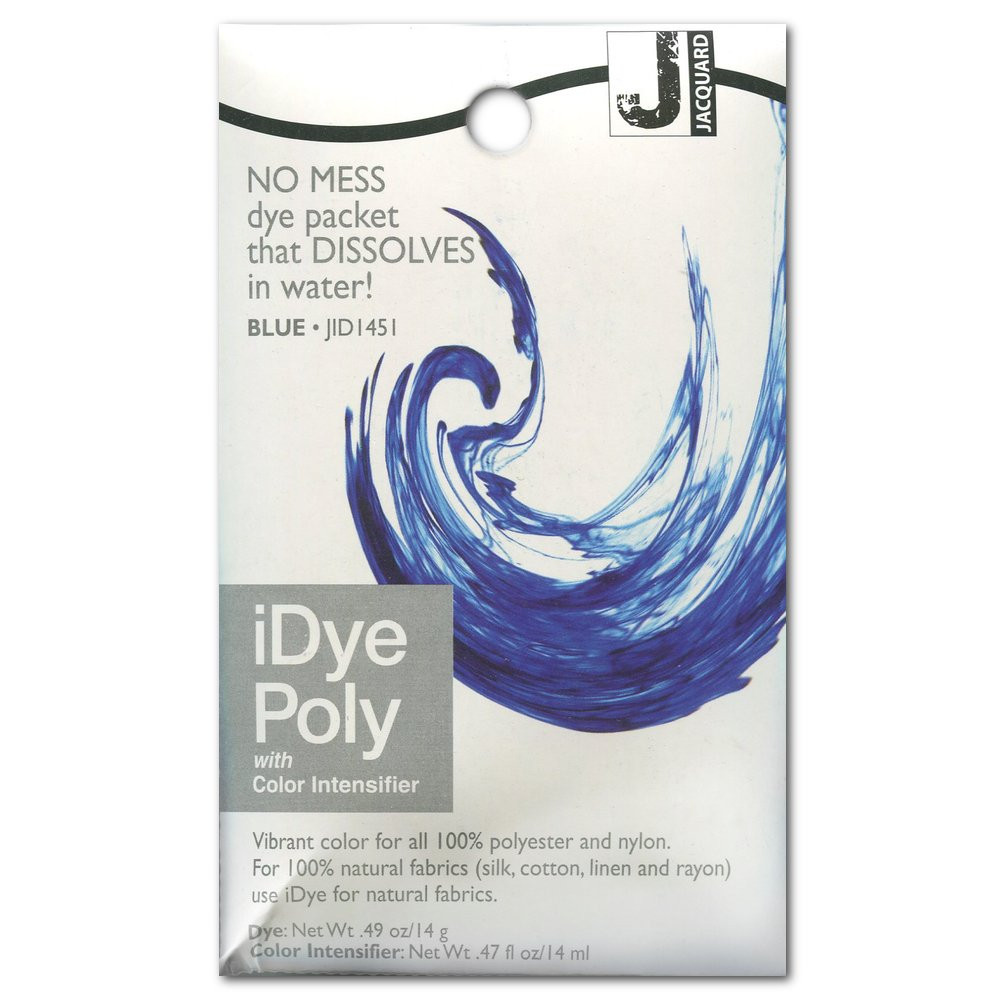 iDye Poly Blue Dye for Polyester and Synthetic Fabrics Easy to Use Packets