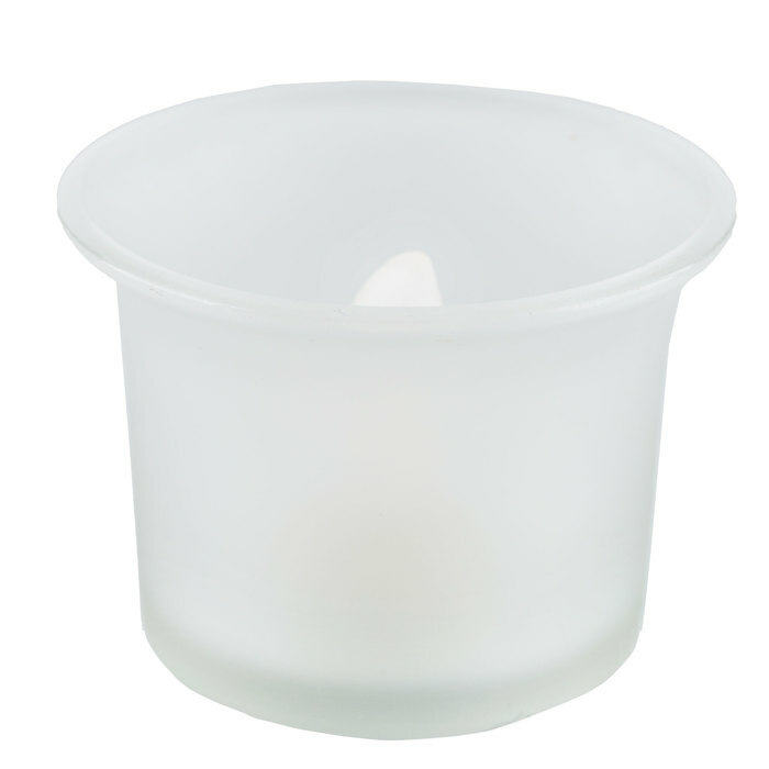 FROSTED GLASS CUP TEA LIGHT LED CANDLES, 4 PK.