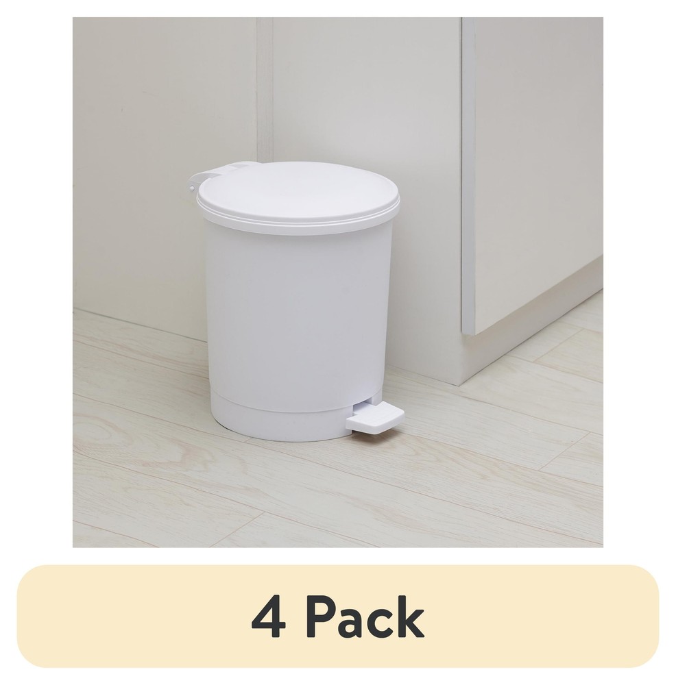 1.5 Gallon Round White Plastic Indoor Step Trash Can for Bathroom，White