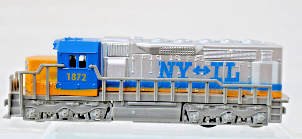 Freight Locomotive Pull Back Power Blue,Yellow & Silver #1872 NY &IL  Die Cast