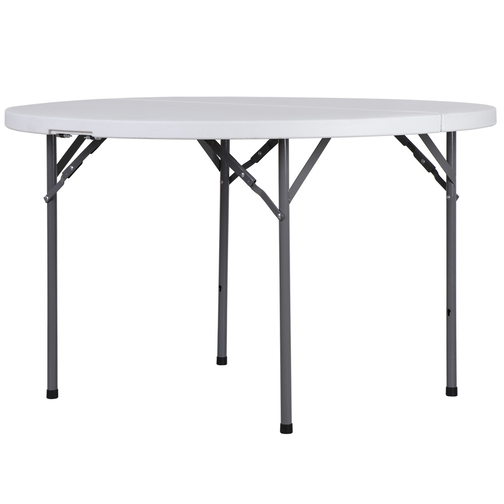 2PCS 4' Round Bi-Folding Camping Table Plastic Dining Card Table Kitchen Outdoor