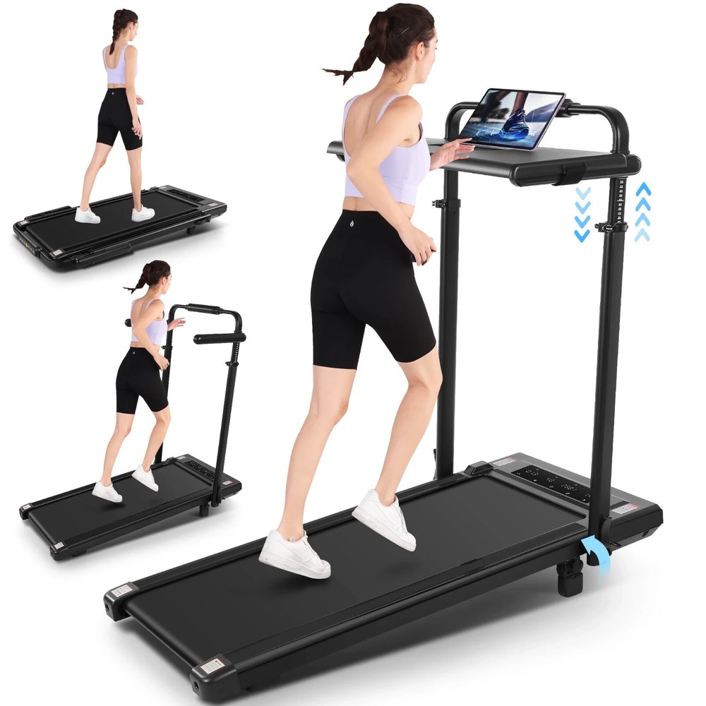 Walking Pad Treadmill with Adjustable Height & Removable Desk Workstation, 300lb