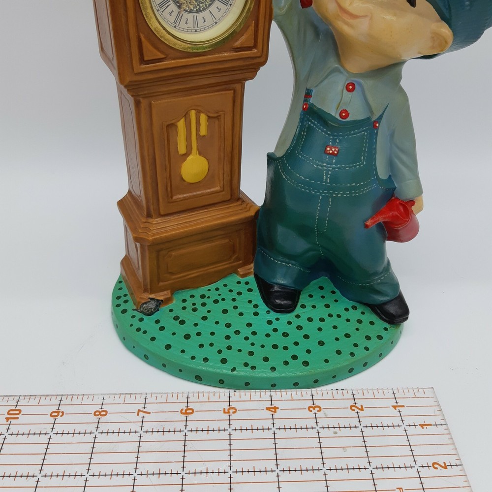 Vintage Byron Molds Ceramic Engineer Boy Grandfather Clock Narco Clock Germany