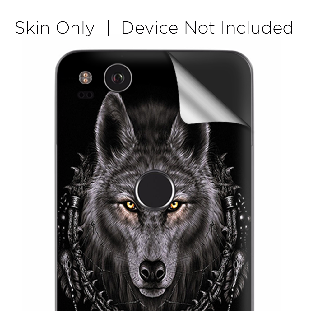 Google Pixel 2 Skins Decal Wrap Wolf dreamcatcher back white
