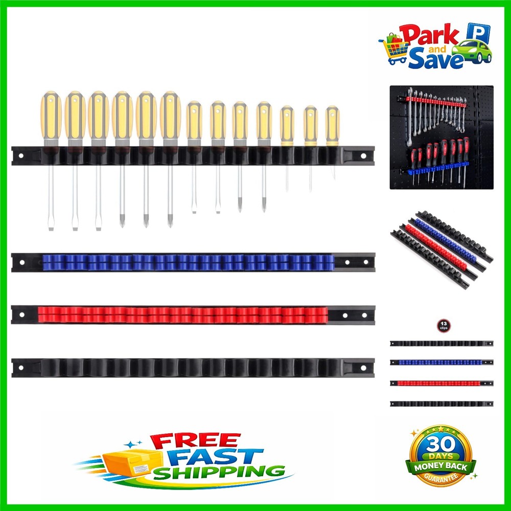 4-Piece Wall-Mounted Screwdriver & Wrench Organizer | Efficient Tool Storage