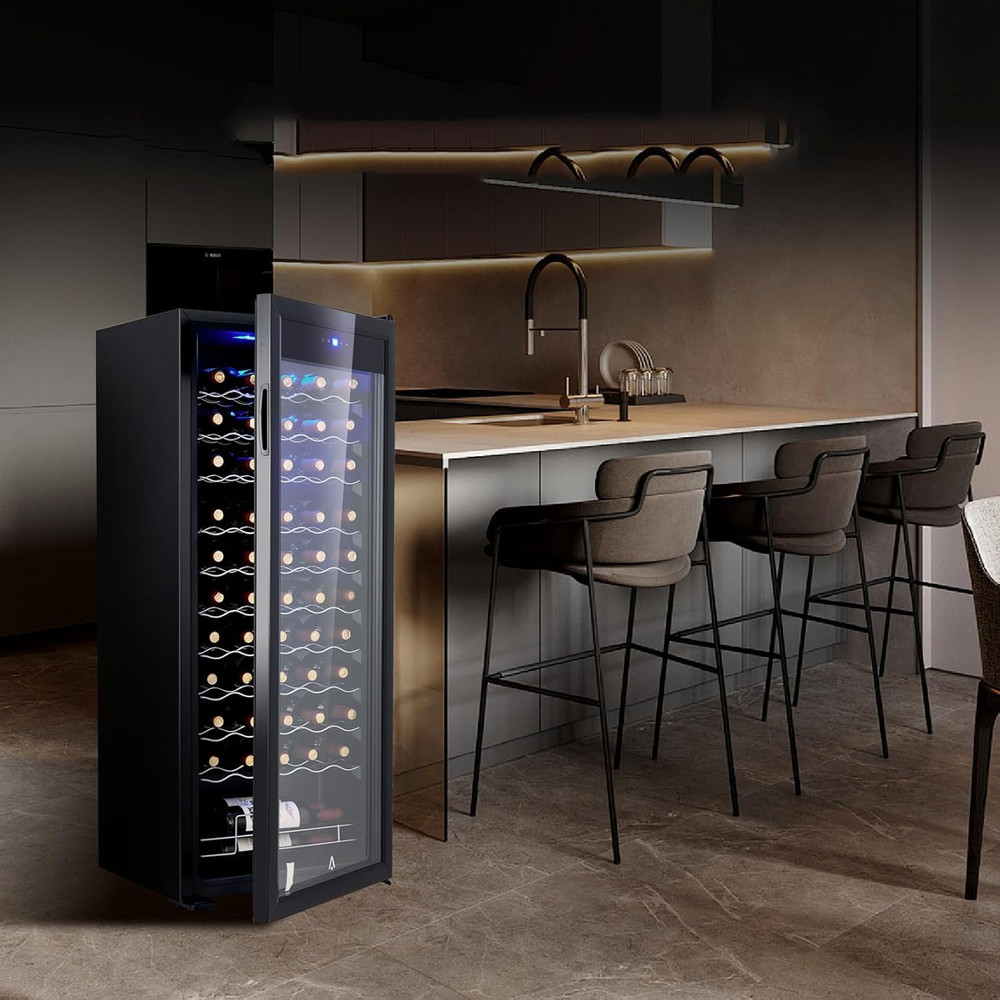 Wine Cooler - 55 Bottle Compressor Refrigerator with Digital Temp Control, Lock,