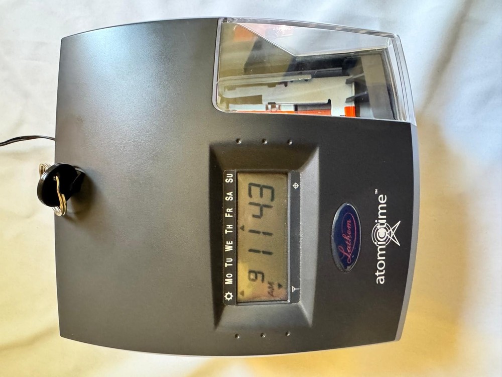 Lathem 1600E Atomic Time Traditional Punch Clock with Power Adapter & User Guide