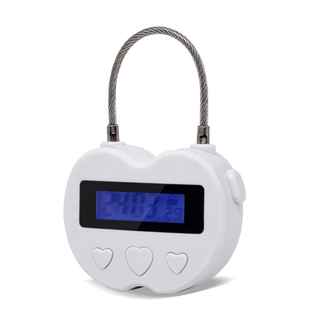 2PC White USB Rechargeable Smart Time Lock LCD Display Temporary Timer Padlock