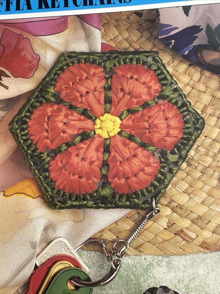 Annie's Attic Raffia Keychains Flower Butterfly Plastic Canvas Pattern