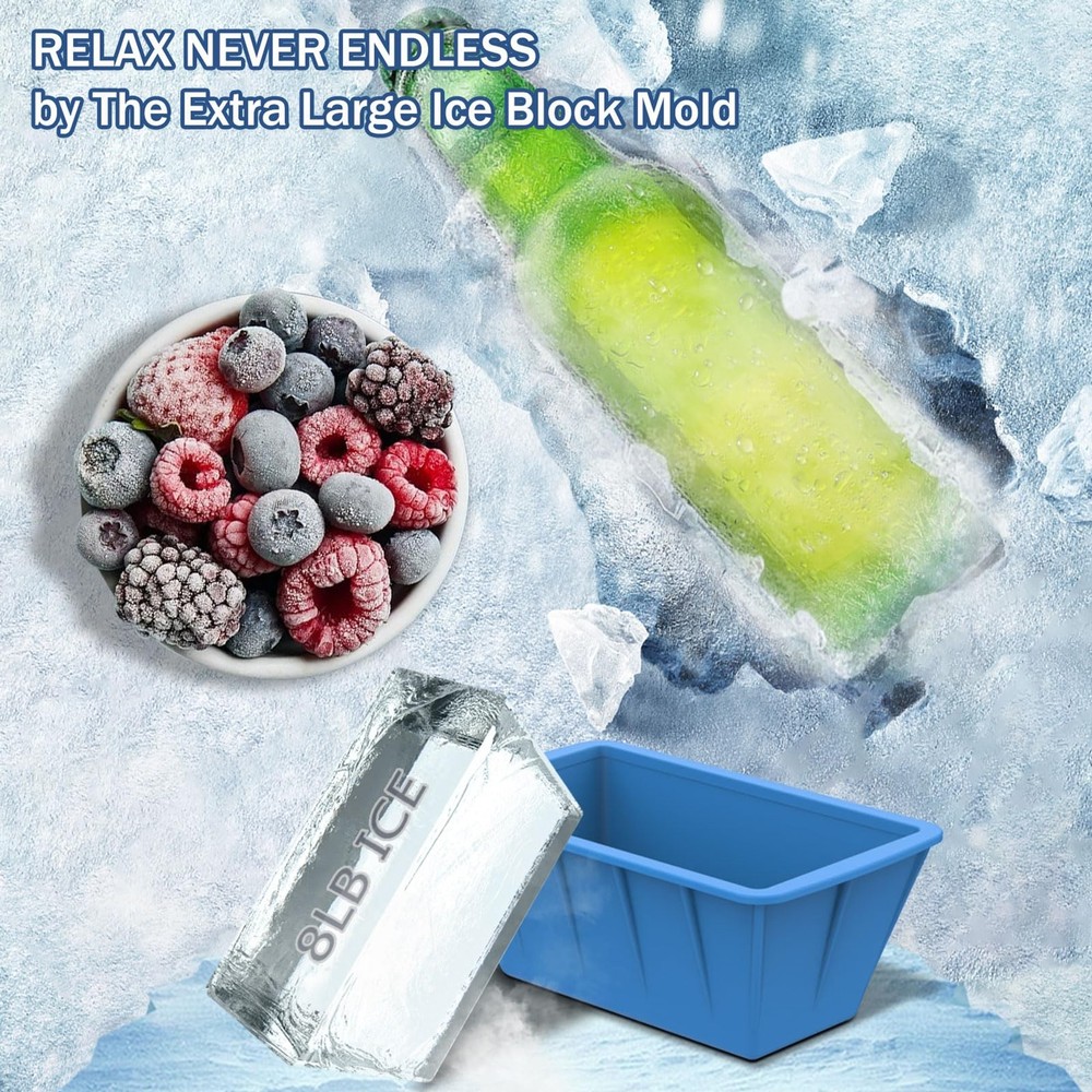 4PC Extra Large Ice Cube Molds Silicone Reusable Ice Block Molds for Cold