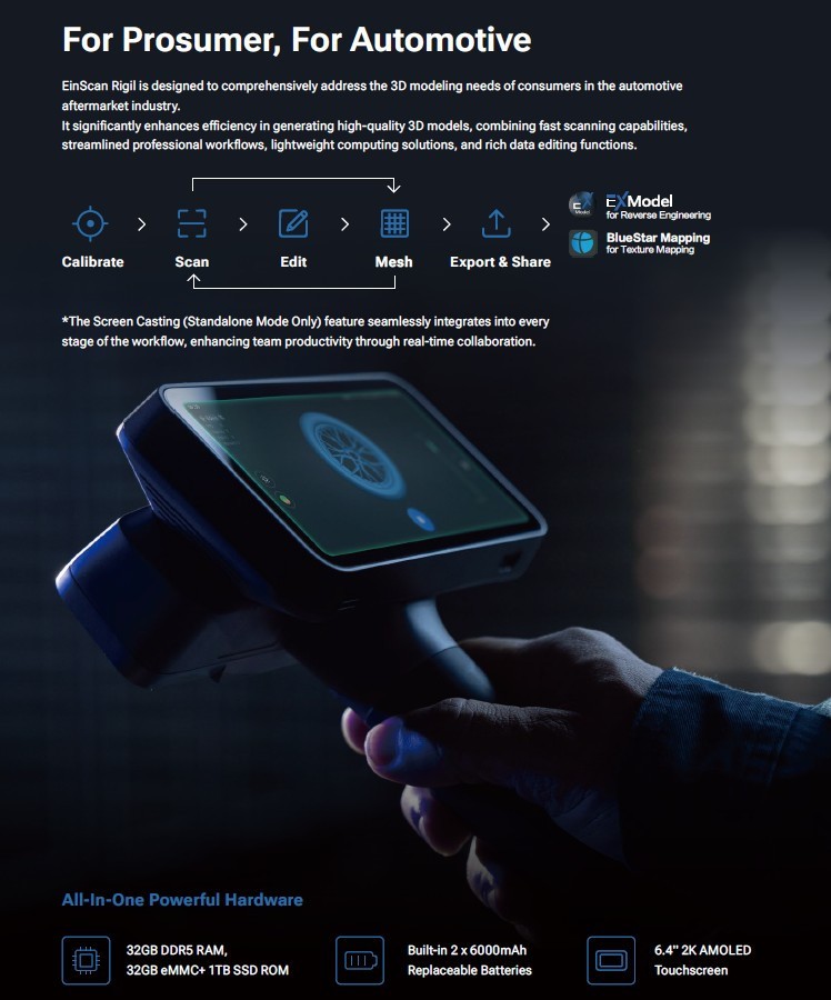 Shining 3D EinScan Rigil Wireless 3D Scanner – Tri-Mode Laser & Infrared