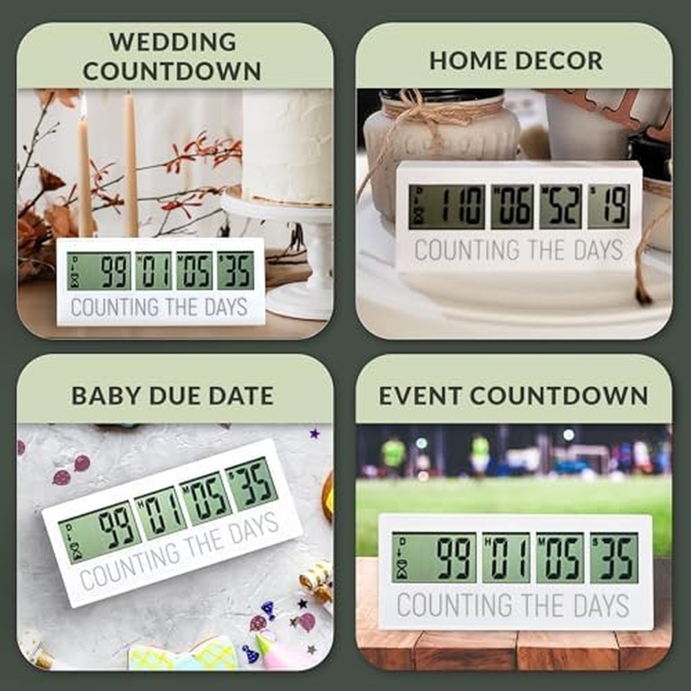 Counting the Days Countdown Clock - Up to 999 Days LCD Digital Timer - Easy t...