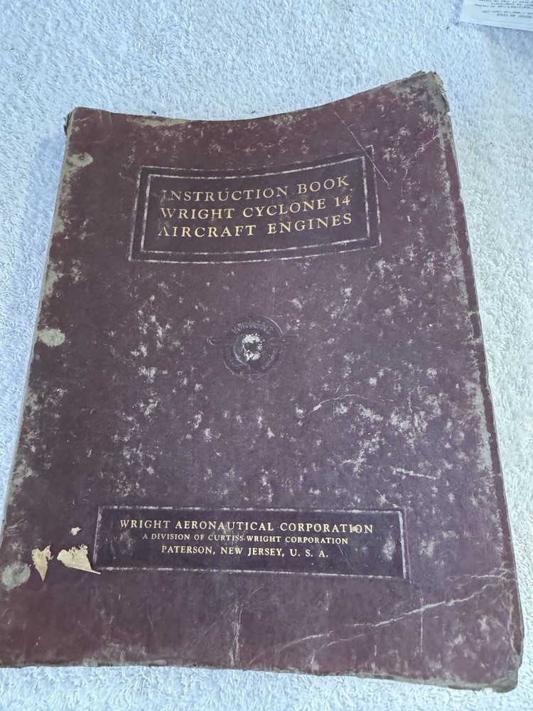 Wright Cyclone 14 Aircraft Engine Reference Book Diagrams Instructions 1940