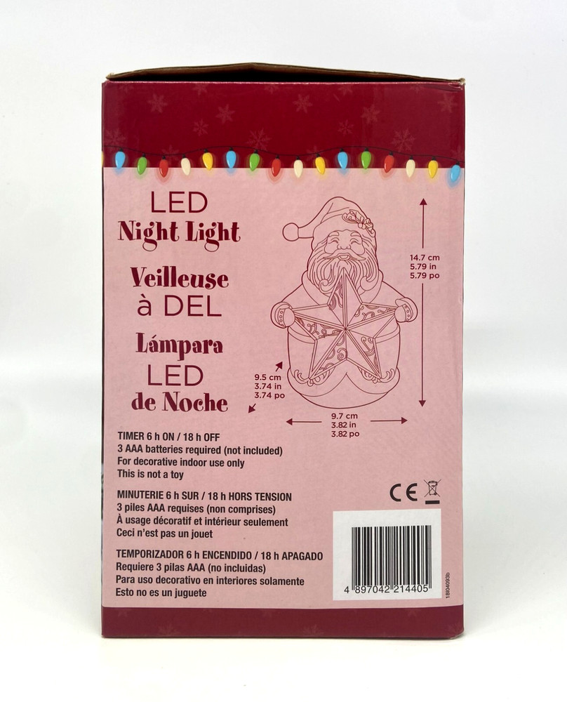 Santa Christmas Star Tabletop LED Night Light with Timer - Battery Operated