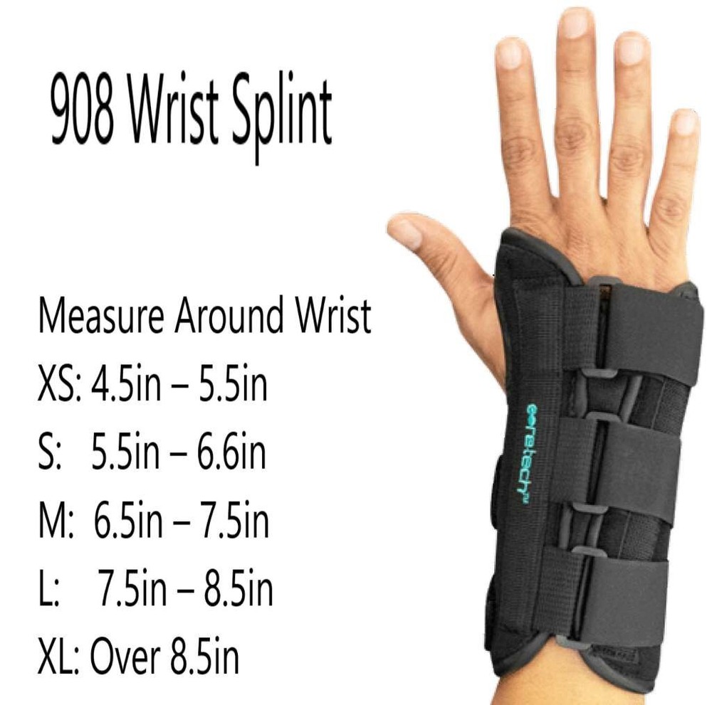 Vive Coretech 908 Wrist Splint Brace Left Hand Medium (Black)