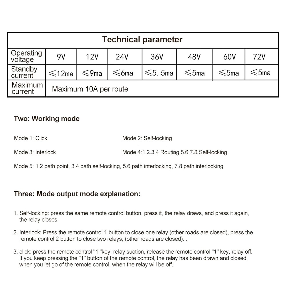 Power Supply 8 Channel Wireless RF433MHz Remote Control Switch Relay Module
