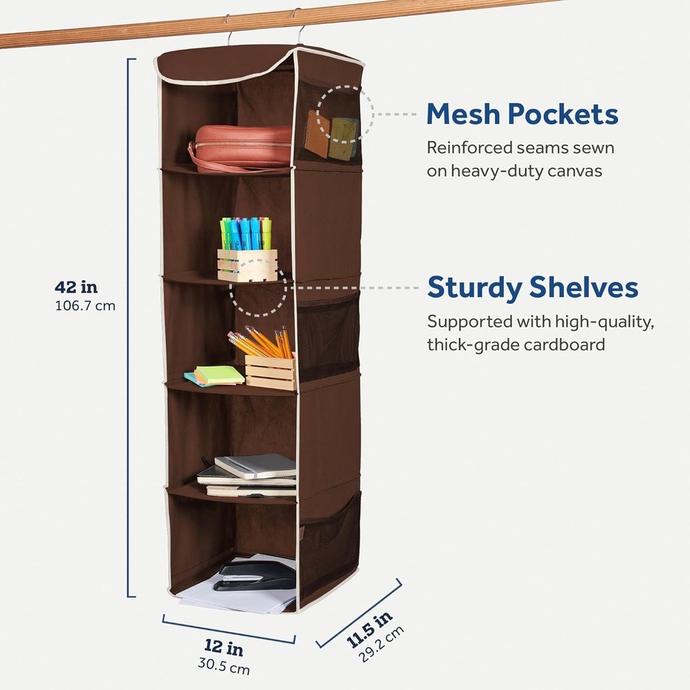 5-Shelf Hanging Closet Organizer - Stylish Space-Saving Solution for Closets
