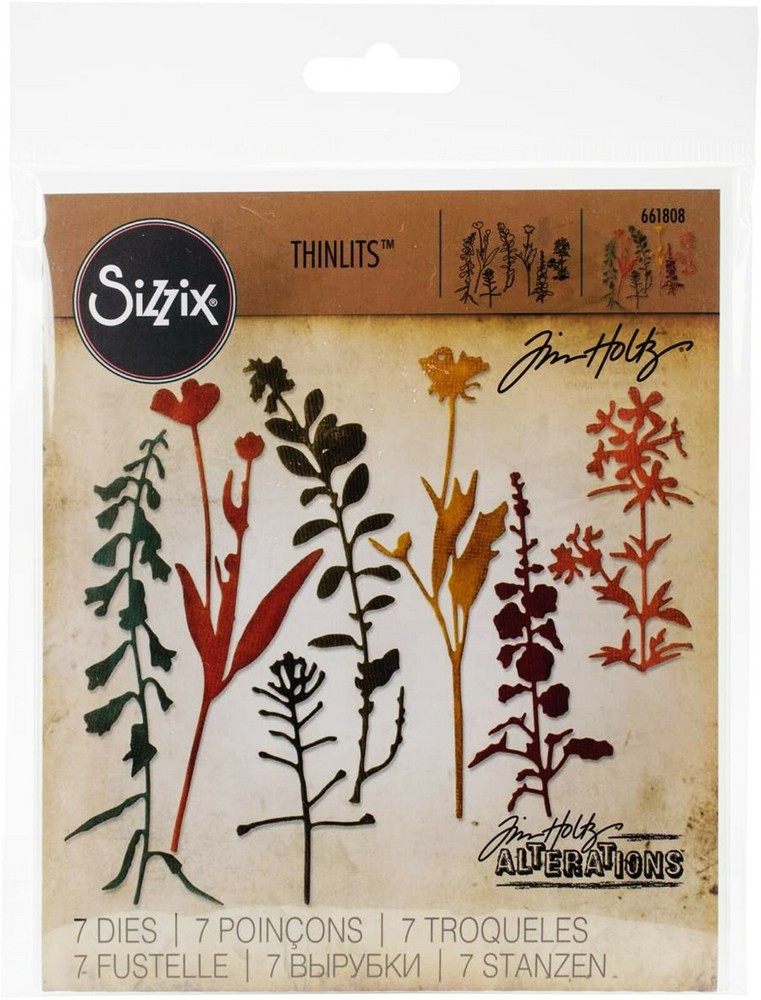Sizzix Thinlits Wildflowers #2 #661808 7pk set Retail $22.99 designer Tim Holtz