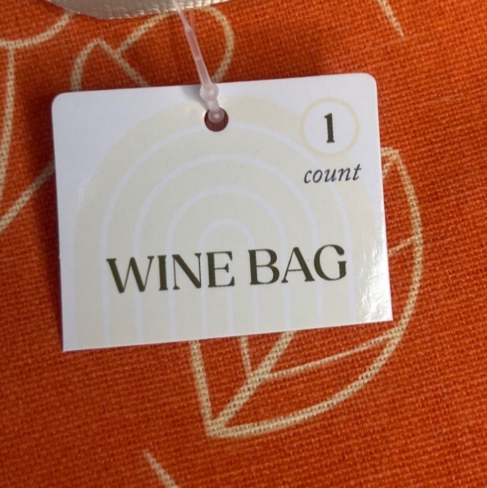 Wine Bag Orange Green Leaf Pattern Fall Strap