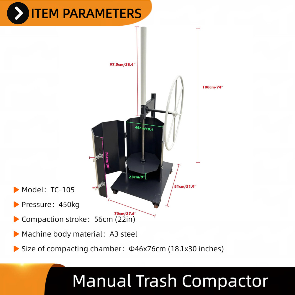Waste Volume Reduction Compactor Manual Trash Press Machine for Home Use
